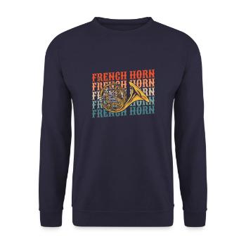 Hornist French Horn - Unisex Pullover - Navy - Vorne - Alina (178cm) & Michal (187cm)