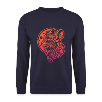 Chinchilla Tribal Moon Phases - Unisex Sweatshirt - navy - Front - Alina (178cm) & Michal (187cm)