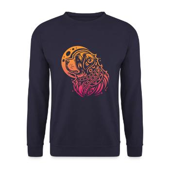 Bernhardiner Stammes Moon Phases - Unisex Pullover - Navy - Vorne - Alina (178cm) & Michal (187cm)