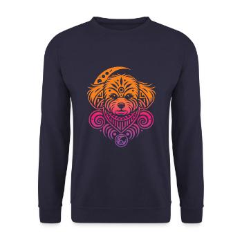 Bichon Frize Tribal Moon Phases - Unisex Sweatshirt - navy - Front - Alina (178cm) & Michal (187cm)