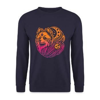 Pomeranian Stammes Moon Phases - Unisex Pullover - Navy - Vorne - Alina (178cm) & Michal (187cm)