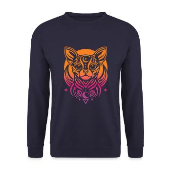 Chihuahua Stammes Moon Phases - Unisex Pullover - Navy - Vorne - Alina (178cm) & Michal (187cm)