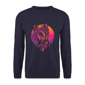Yorkshire Terrier Stammes Moon Phases - Unisex Pullover - Navy - Vorne - Alina (178cm) & Michal (187cm)