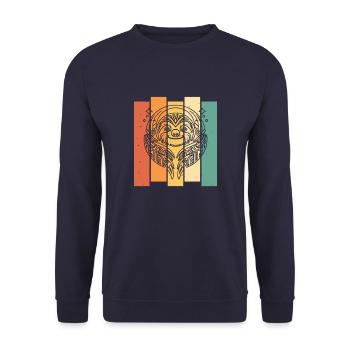 Faultier Stammes Moon Phases - Unisex Pullover - Navy - Vorne - Alina (178cm) & Michal (187cm)