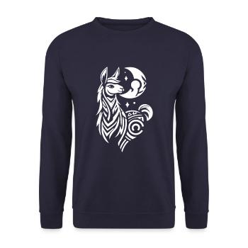 Lama Llama Stammes Moon Phases - Unisex Pullover - Navy - Vorne - Alina (178cm) & Michal (187cm)