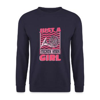 Hornist French Horn Just A French Horn Girl - Unisex Pullover - Navy - Vorne - Alina (178cm) & Michal (187cm)