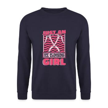Eisklettern juste une fille d’escalade sur glace - Sweat-shirt Unisexe - marine - Devant - Alina (178cm) & Michal (187cm)