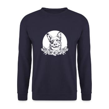 Australian Cattle Dog Wild Flowers - Unisex Sweatshirt - navy - Front - Alina (178cm) & Michal (187cm)