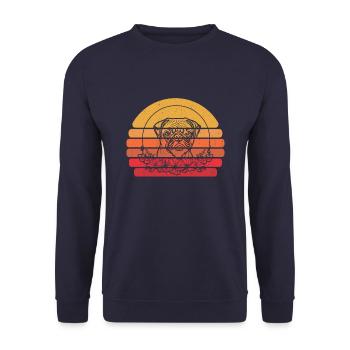 Mops Hund Wilde Blumen Floral Moon - Unisex Pullover - Navy - Vorne - Alina (178cm) & Michal (187cm)