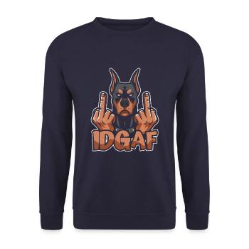 Doberman Idgaf - Unisex Sweatshirt - navy - Front - Alina (178cm) & Michal (187cm)