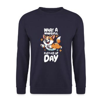 Corgi Fucked Up Day - Unisex Sweatshirt - navy - Front - Alina (178cm) & Michal (187cm)