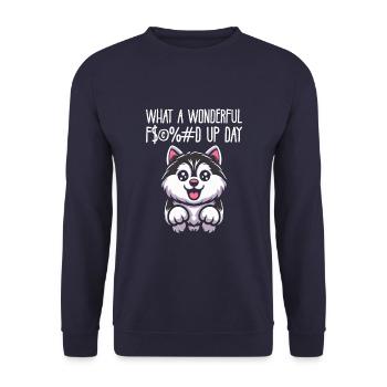 Siberian Husky Fucked Up Day - Unisex Sweatshirt - navy - Front - Alina (178cm) & Michal (187cm)