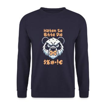 Großer Panda Pandabär - Unisex Pullover - Navy - Vorne - Alina (178cm) & Michal (187cm)
