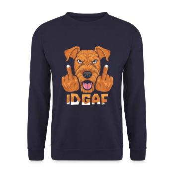Airedale Terrier Idgaf - Unisex Pullover - Navy - Vorne - Alina (178cm) & Michal (187cm)