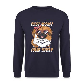 Pékinois Mutter Meilleure Maman Pawsibly - Sweat-shirt Unisexe - marine - Devant - Alina (178cm) & Michal (187cm)