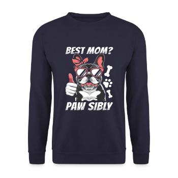 French Bulldog Mutter Best Mom Pawsibly - Unisex Pullover - Navy - Vorne - Alina (178cm) & Michal (187cm)