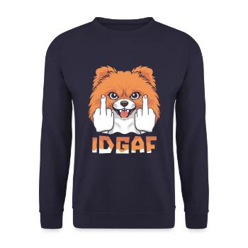 Pomeranian Idgaf - Unisex Pullover - Navy - Vorne - Alina (178cm) & Michal (187cm)