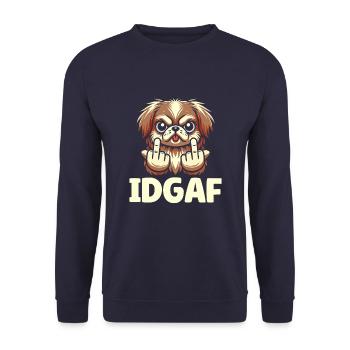 Pékinois Idgaf - Sweat-shirt Unisexe - marine - Devant - Alina (178cm) & Michal (187cm)
