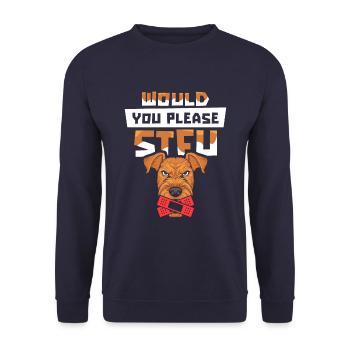 Airedale Terrier tais-toi s’il vous plaît Tais-toi - Sweat-shirt Unisexe - marine - Devant - Alina (178cm) & Michal (187cm)