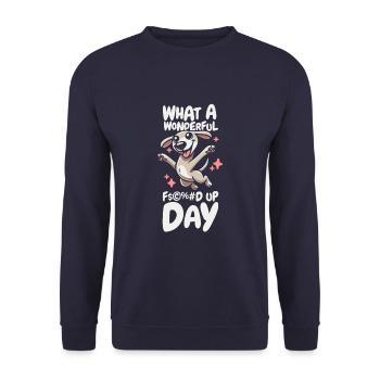 Greyhound Windhund Fucked Up Day - Unisex Sweatshirt - navy - Front - Alina (178cm) & Michal (187cm)