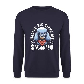 Pudel Halten Sie Bitte Die Fresse - Unisex Pullover - Navy - Vorne - Alina (178cm) & Michal (187cm)
