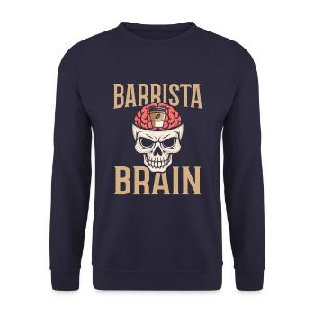 Barista Kaffee Schädel Barrista Brain - Unisex Pullover - Navy - Vorne - Alina (178cm) & Michal (187cm)