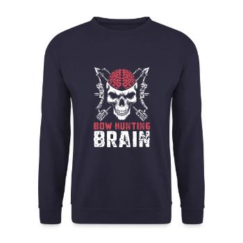 Bow Hunting Bow Hunter Skull Bow Hunting Brain - Unisex Sweatshirt - navy - Front - Alina (178cm) & Michal (187cm)