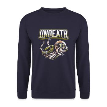 Parachutist Skydiving Skeleton - Unisex Sweatshirt - navy - Front - Alina (178cm) & Michal (187cm)