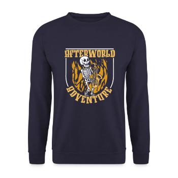Saxophone Saxophone Skeleton Afterworld Adventure - Unisex Sweatshirt - navy - Front - Alina (178cm) & Michal (187cm)