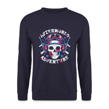 Paintball Schädel Afterworld Adventure - Unisex Pullover - Navy - Vorne - Alina (178cm) & Michal (187cm)