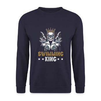 Swimming Swimmer Skeleton Swimming King - Unisex Sweatshirt - navy - Front - Alina (178cm) & Michal (187cm)