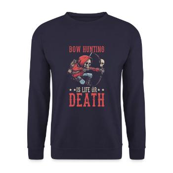 Bow Hunting Bow Hunter Skeleton - Unisex Sweatshirt - navy - Front - Alina (178cm) & Michal (187cm)