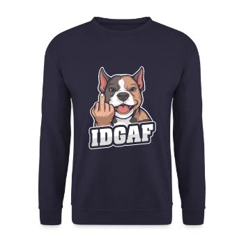 American Bully Idgaf - Unisex Sweatshirt - navy - Front - Alina (178cm) & Michal (187cm)