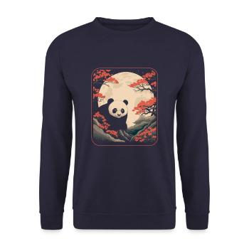 Panda géant Panda Ours Japon Cerisier Fleur Lune - Sweat-shirt Unisexe - marine - Devant - Alina (178cm) & Michal (187cm)
