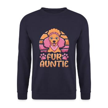 Pudel Hundetante Fur Auntie - Unisex Pullover - Navy - Vorne - Alina (178cm) & Michal (187cm)