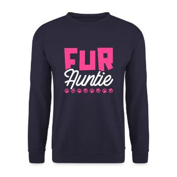 Katze Katzentante Fur Auntie - Unisex Pullover - Navy - Vorne - Alina (178cm) & Michal (187cm)