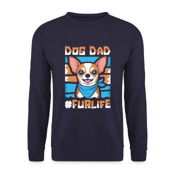 Chihuahua Vater Dog Dad Fur Life - Unisex Pullover - Navy - Vorne - Alina (178cm) & Michal (187cm)