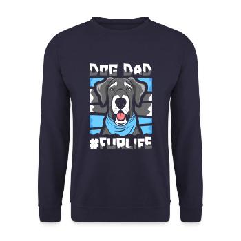 Deutsche Dogge Vater Dog Dad Fur Life - Unisex Pullover - Navy - Vorne - Alina (178cm) & Michal (187cm)