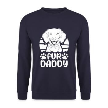 Brittany Spaniel Hundepapa Fur Daddy - Unisex Pullover - Navy - Vorne - Alina (178cm) & Michal (187cm)