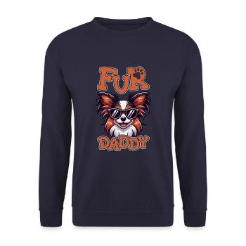 Papillon Vater Hundepapa Fur Daddy - Unisex Pullover - Navy - Vorne - Alina (178cm) & Michal (187cm)