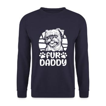 Brussels Griffon Hundepapa Fur Daddy - Unisex Pullover - Navy - Vorne - Alina (178cm) & Michal (187cm)