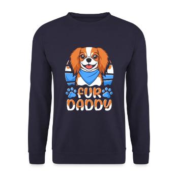King Charles Cavalier Father Dog Dad For Daddy - Unisex Sweatshirt - navy - Front - Alina (178cm) & Michal (187cm)