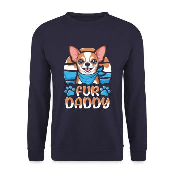 Chihuahua Vater Hundepapa Fur Daddy - Unisex Pullover - Navy - Vorne - Alina (178cm) & Michal (187cm)