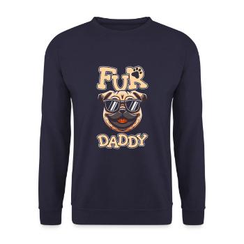 Pug Dog Father Dog Dad For Daddy - Unisex Sweatshirt - navy - Front - Alina (178cm) & Michal (187cm)