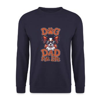 Papillon Vater Dog Dad Fur Life - Unisex Pullover - Navy - Vorne - Alina (178cm) & Michal (187cm)