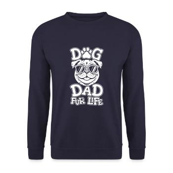 Mops Hund Dog Dad Fur Life - Unisex Pullover - Navy - Vorne - Alina (178cm) & Michal (187cm)