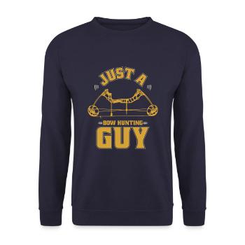 Bogenjagd Bogenjäger Just A Bow Hunting Guy - Unisex Pullover - Navy - Vorne - Alina (178cm) & Michal (187cm)