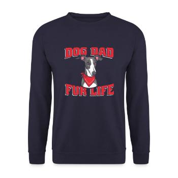 Greyhound Windhund Dog Dad Fur Life - Unisex Sweatshirt - navy - Front - Alina (178cm) & Michal (187cm)