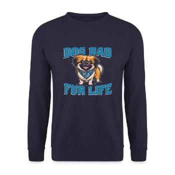 Chien pékinois papa pour la vie - Sweat-shirt Unisexe - marine - Devant - Alina (178cm) & Michal (187cm)