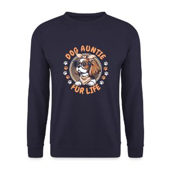 King Charles Cavalier Dog Aunt For Life - Unisex Sweatshirt - navy - Front - Alina (178cm) & Michal (187cm)